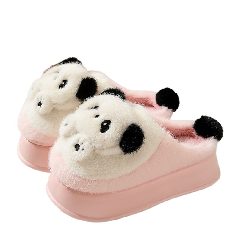 Moteriškos patalpų šlepetės iš medvilnės su EVA padu, cartoon raštas, neslidžios, stora padas 0–3 cm