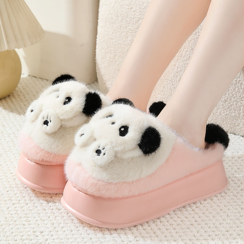 Moteriškos patalpų šlepetės iš medvilnės su EVA padu, cartoon raštas, neslidžios, stora padas 0–3 cm