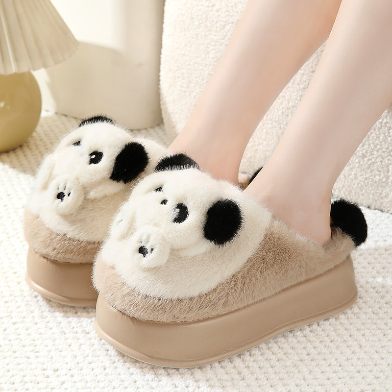 Moteriškos patalpų šlepetės iš medvilnės su EVA padu, cartoon raštas, neslidžios, stora padas 0–3 cm