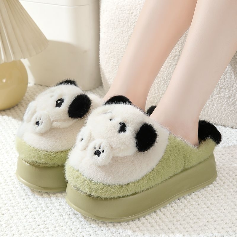 Moteriškos patalpų šlepetės iš medvilnės su EVA padu, cartoon raštas, neslidžios, stora padas 0–3 cm