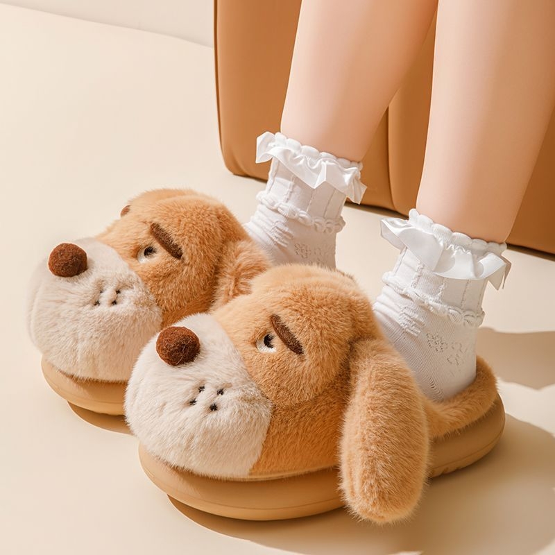 Moteriškos patalpų šlepetės iš medvilnės su EVA padu, cartoon raštas, neslidžios, stora padas 0–3 cm