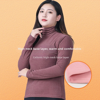 Sieviešu biezs velūra adīts top ar augstu kaklu — šaura piegriezums, garas piedurknes, poliesters ar elastānu