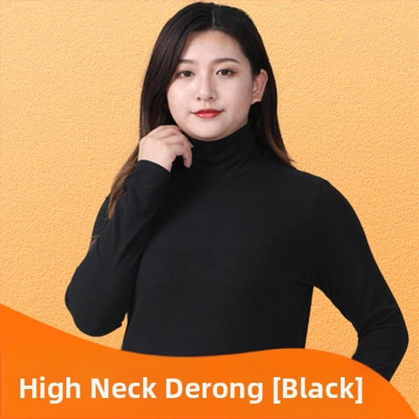 Sieviešu biezs velūra adīts top ar augstu kaklu — šaura piegriezums, garas piedurknes, poliesters ar elastānu