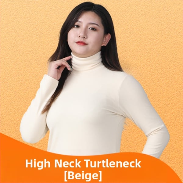 Sieviešu biezs velūra adīts top ar augstu kaklu — šaura piegriezums, garas piedurknes, poliesters ar elastānu