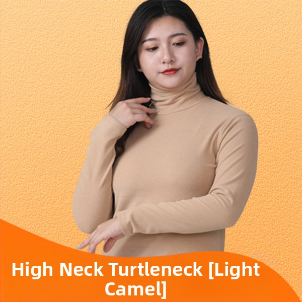 Sieviešu biezs velūra adīts top ar augstu kaklu — šaura piegriezums, garas piedurknes, poliesters ar elastānu