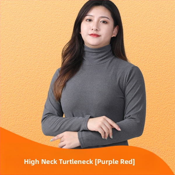 Sieviešu biezs velūra adīts top ar augstu kaklu — šaura piegriezums, garas piedurknes, poliesters ar elastānu