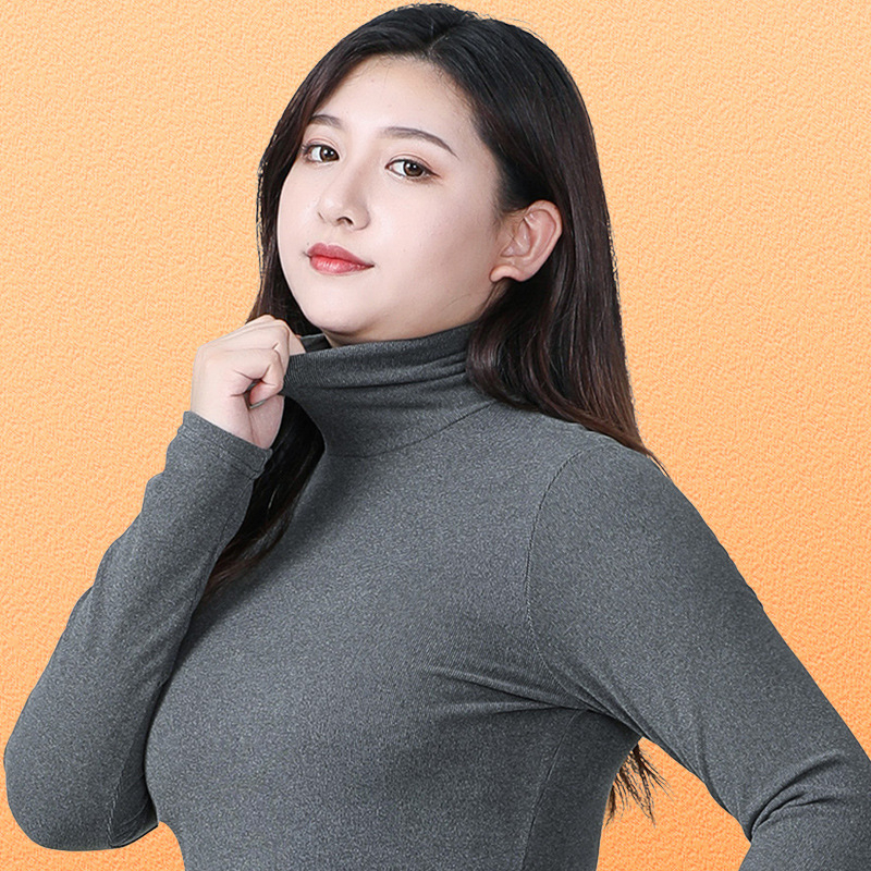 Sieviešu biezs velūra adīts top ar augstu kaklu — šaura piegriezums, garas piedurknes, poliesters ar elastānu