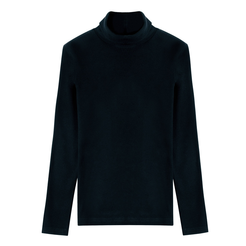 Sieviešu biezs velūra adīts top ar augstu kaklu — šaura piegriezums, garas piedurknes, poliesters ar elastānu