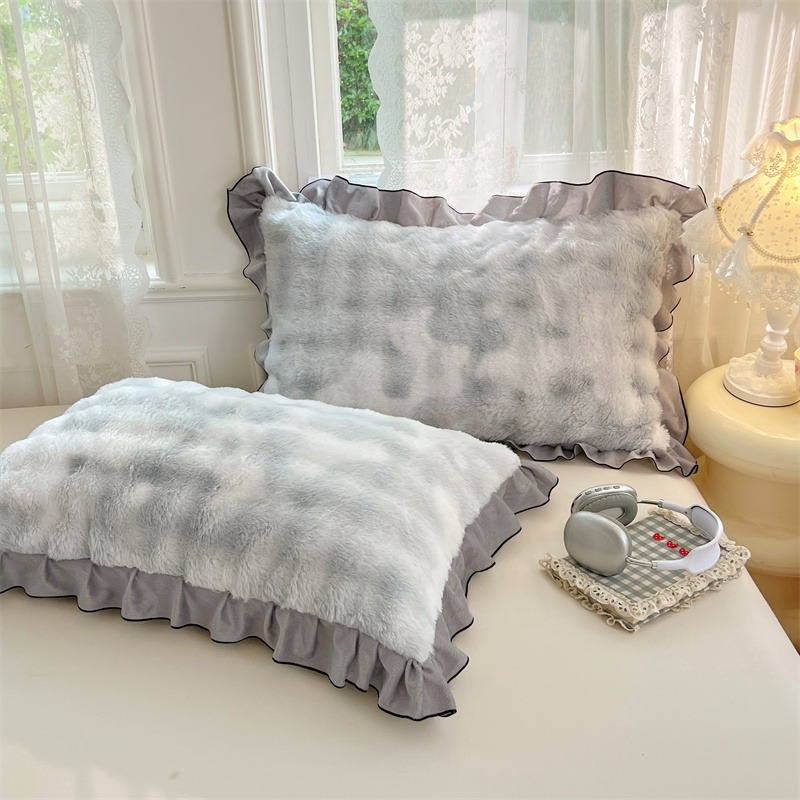 Set fețe de pernă, velur de iarnă cu fleece coral, 2 bucăți; 99% poliester; țesătură periată; imprimare reactivă