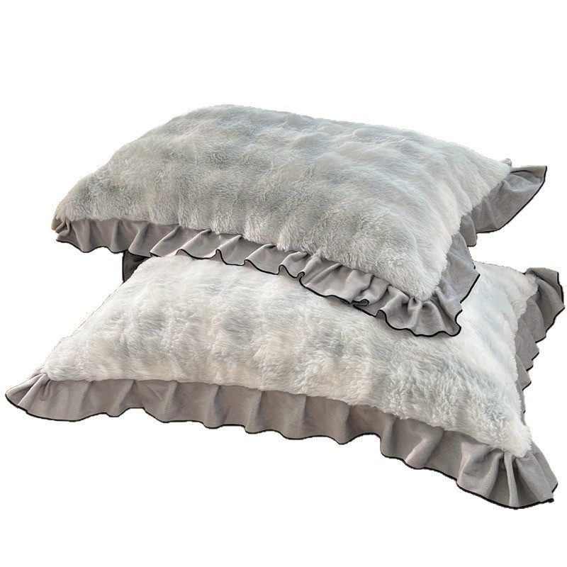 Set fețe de pernă, velur de iarnă cu fleece coral, 2 bucăți; 99% poliester; țesătură periată; imprimare reactivă