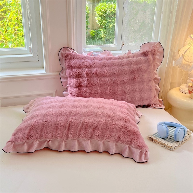 Set fețe de pernă, velur de iarnă cu fleece coral, 2 bucăți; 99% poliester; țesătură periată; imprimare reactivă