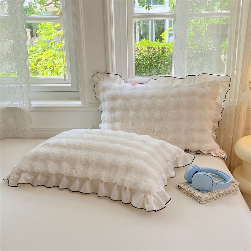 Set fețe de pernă, velur de iarnă cu fleece coral, 2 bucăți; 99% poliester; țesătură periată; imprimare reactivă