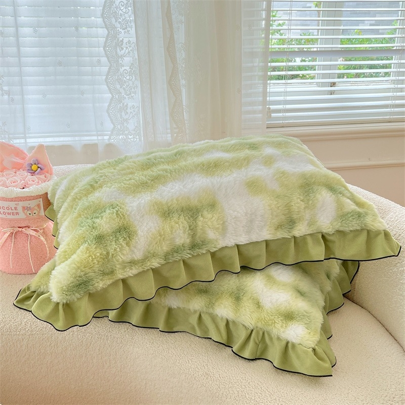 Set fețe de pernă, velur de iarnă cu fleece coral, 2 bucăți; 99% poliester; țesătură periată; imprimare reactivă