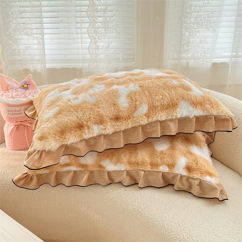 Set fețe de pernă, velur de iarnă cu fleece coral, 2 bucăți; 99% poliester; țesătură periată; imprimare reactivă