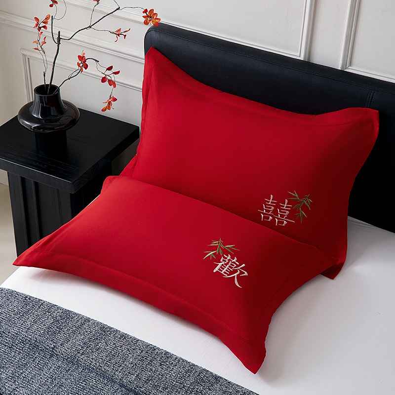 Vjenčani set navlaka za jastuke s vezenjem, pamuk 95%+, reaktivno tiskanje, Novi kineski stil