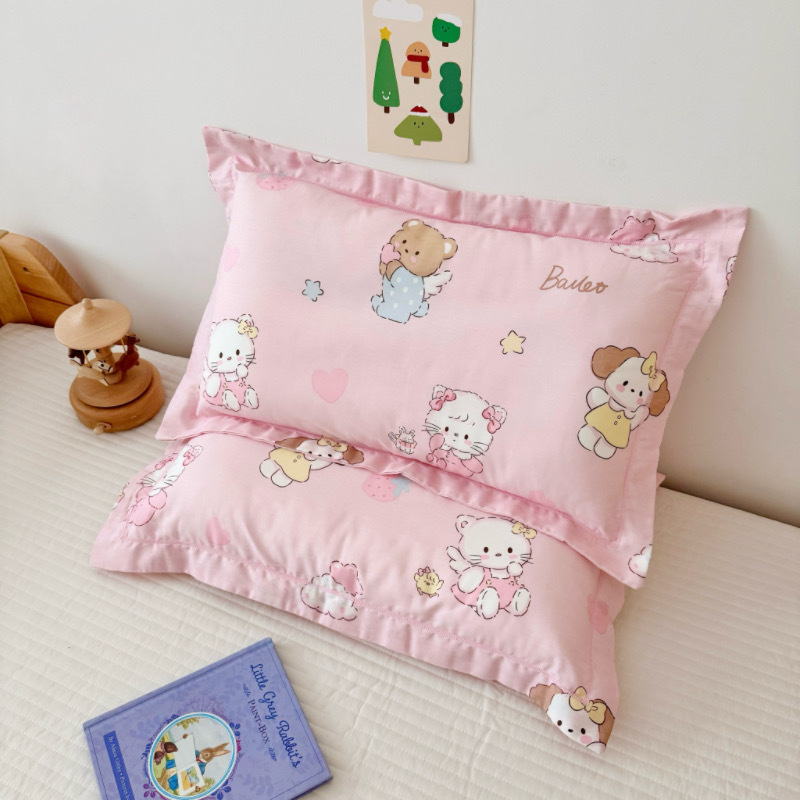 Párnahuzat, pamut twill anyag, rajzfilm stílus, szálanként színezett nyomtatás, egész éves használatra