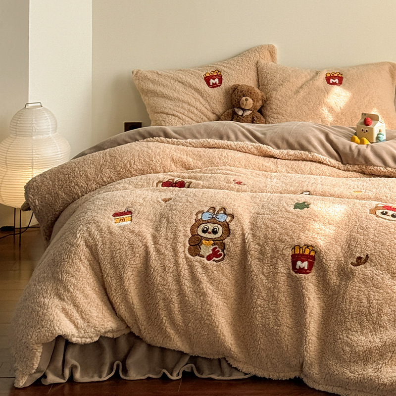 Pamučni četverodijelni set posteljine, jednobojan, reaktivno bojanje, 1000–1500 g, prilagodljiv