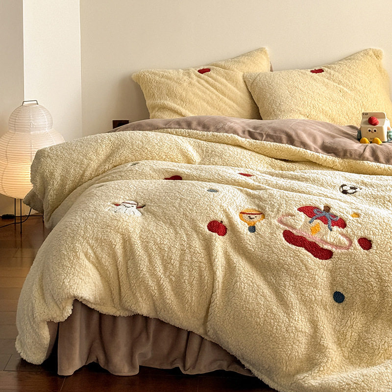 Pamučni četverodijelni set posteljine, jednobojan, reaktivno bojanje, 1000–1500 g, prilagodljiv