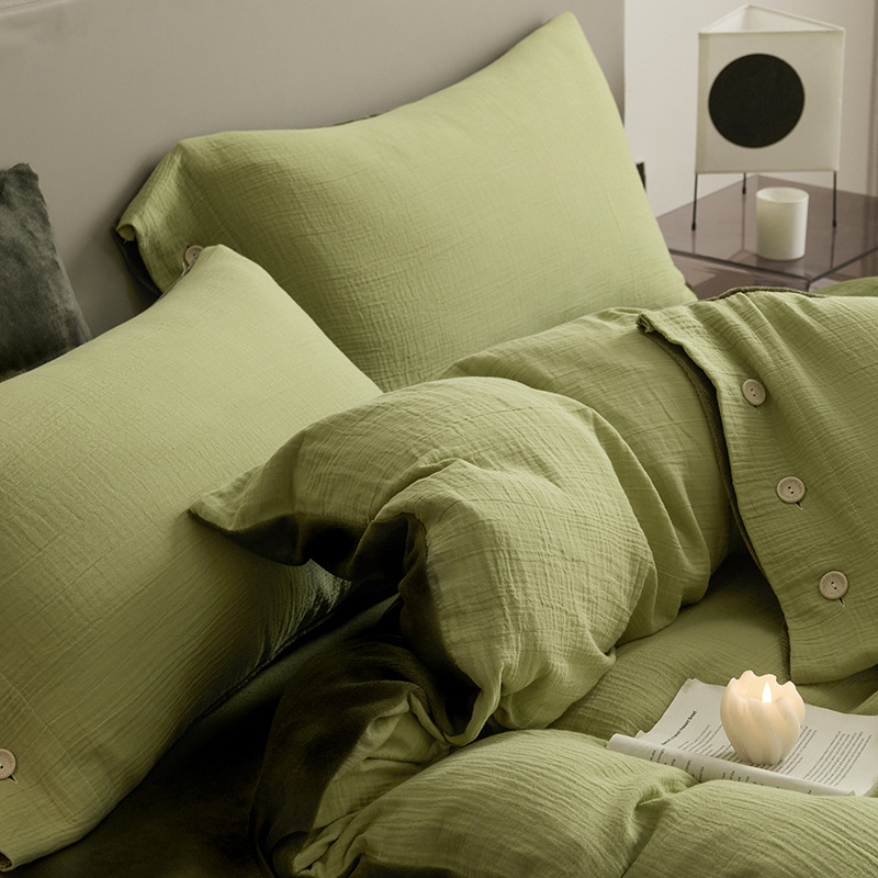 Četverodijelni set posteljine od mliječnog velura, reaktivno ispisivanje i bojanje, monofoni uzorak, moderan minimalistički stil