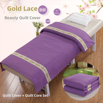 Szépségszalon ágyakhoz való quilt huzat – egyszínű poliészter-pamut anyag, reaktív nyomtatás és festés, téli vastagodás