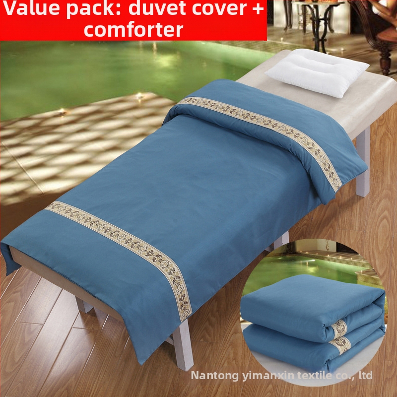 Szépségszalon ágyakhoz való quilt huzat – egyszínű poliészter-pamut anyag, reaktív nyomtatás és festés, téli vastagodás