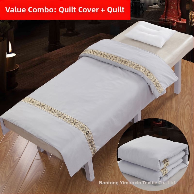 Szépségszalon ágyakhoz való quilt huzat – egyszínű poliészter-pamut anyag, reaktív nyomtatás és festés, téli vastagodás