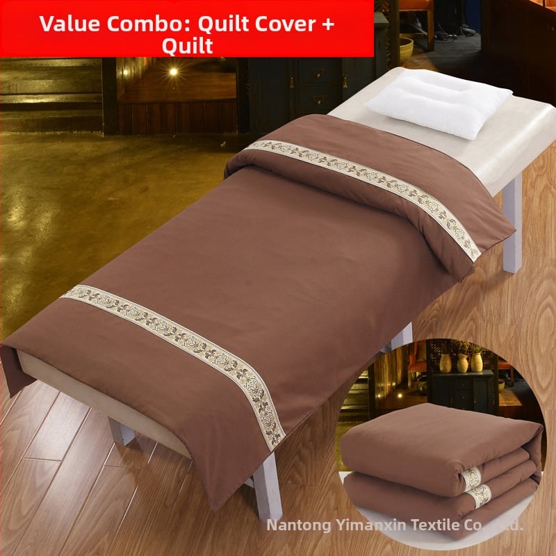 Szépségszalon ágyakhoz való quilt huzat – egyszínű poliészter-pamut anyag, reaktív nyomtatás és festés, téli vastagodás