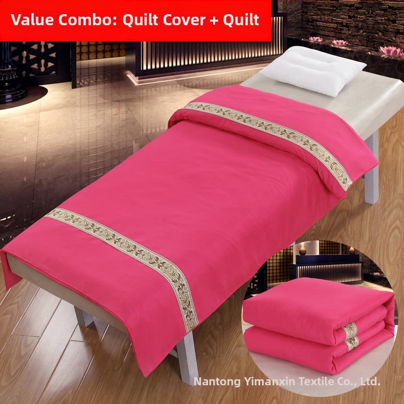 Szépségszalon ágyakhoz való quilt huzat – egyszínű poliészter-pamut anyag, reaktív nyomtatás és festés, téli vastagodás