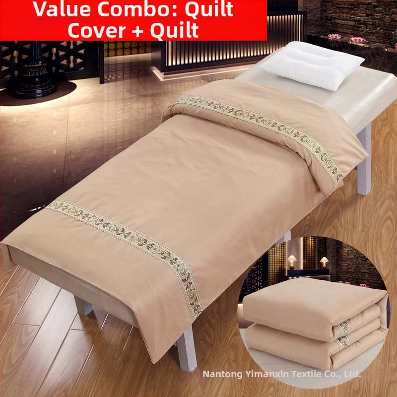 Szépségszalon ágyakhoz való quilt huzat – egyszínű poliészter-pamut anyag, reaktív nyomtatás és festés, téli vastagodás