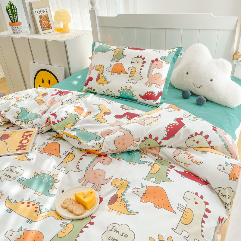 Laste voodi kate - 60S satiin, pikkade kiududega puuvill, reaktiivne trükkimine, Jet õmblus, 3-osaline komplekt