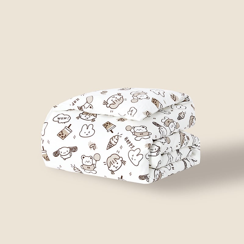 Laste voodi kate - 60S satiin, pikkade kiududega puuvill, reaktiivne trükkimine, Jet õmblus, 3-osaline komplekt