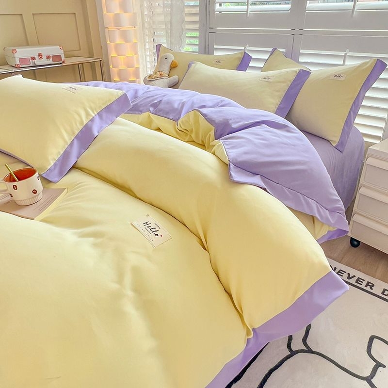 Neljaosaline voodipesu komplekt: kattemähk ja lihtne kude; Materjal: polüester; Kudumine: harjatud ja lihtne kude; Trükkimine: reaktiivne värvimine; Muster: ühes toonis; Stiil: prill polsterdatud lakats.