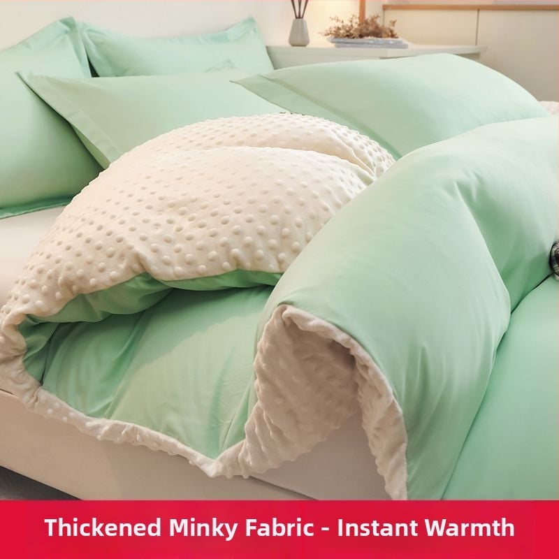 Paplanhuzat fleece béléssel, tej velúr és korall velúr, akril szálból, 4 részes készlet