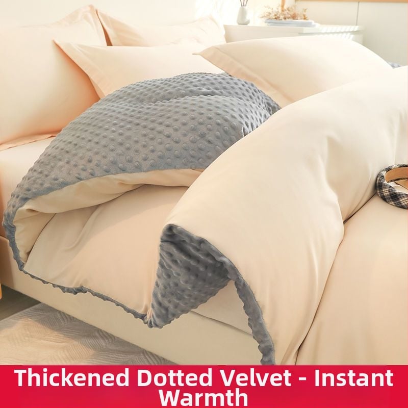 Paplanhuzat fleece béléssel, tej velúr és korall velúr, akril szálból, 4 részes készlet