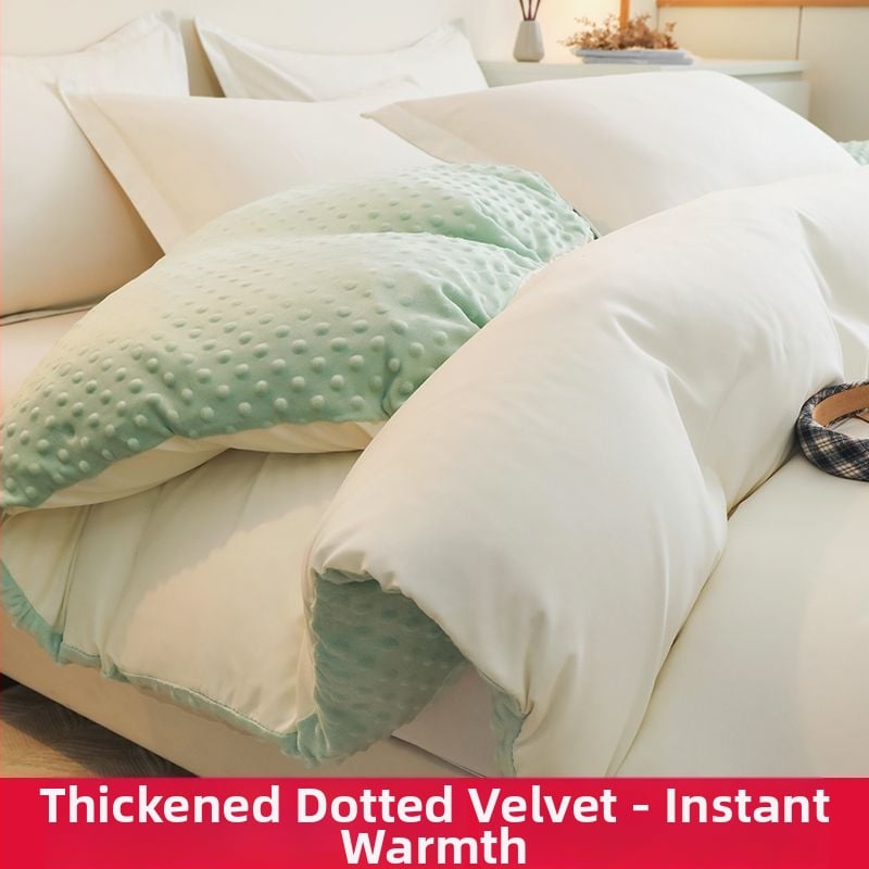 Paplanhuzat fleece béléssel, tej velúr és korall velúr, akril szálból, 4 részes készlet