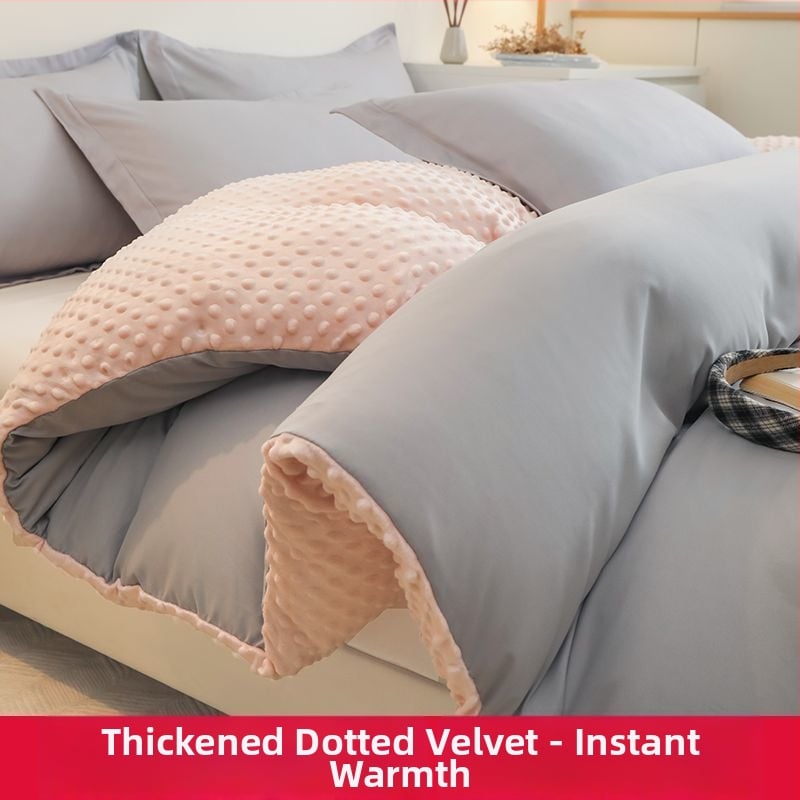 Paplanhuzat fleece béléssel, tej velúr és korall velúr, akril szálból, 4 részes készlet