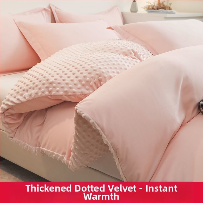 Paplanhuzat fleece béléssel, tej velúr és korall velúr, akril szálból, 4 részes készlet