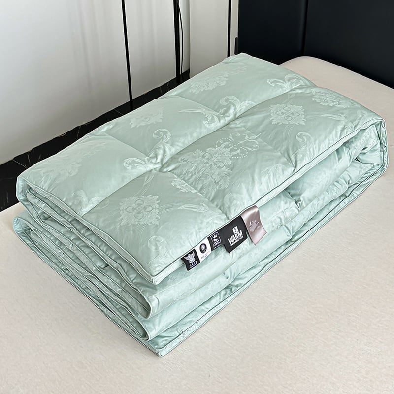 100% pamutból készült, 120-Count jacquard dupla rétegű paplanhuzat, önkitöltő tollbetéttel és töltőcsővel — geometriai mintázat