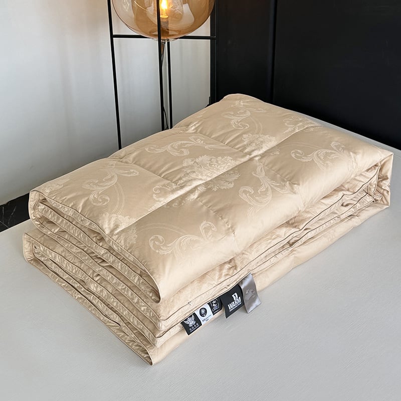 100% pamutból készült, 120-Count jacquard dupla rétegű paplanhuzat, önkitöltő tollbetéttel és töltőcsővel — geometriai mintázat