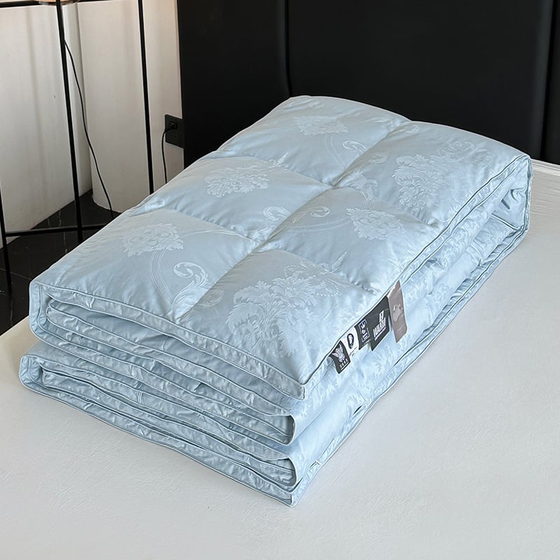 100% pamutból készült, 120-Count jacquard dupla rétegű paplanhuzat, önkitöltő tollbetéttel és töltőcsővel — geometriai mintázat