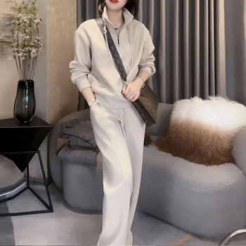 Dvodjelni PVC sportski set za žene, dugi rukav s polu-zipom, svilenkasti sjaj, hlaće do 3/4 duljine, proljeće 2025