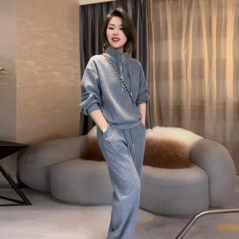 Dvodjelni PVC sportski set za žene, dugi rukav s polu-zipom, svilenkasti sjaj, hlaće do 3/4 duljine, proljeće 2025