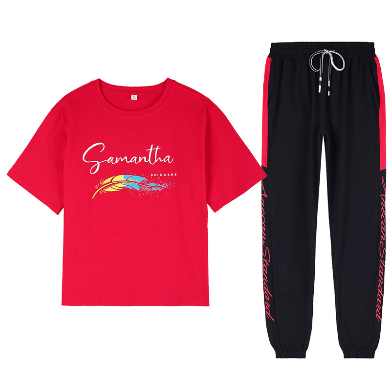 Ženski tiskani pamuk-spandeks pantalonski kostim, gradski casual stil, ljeto 2023