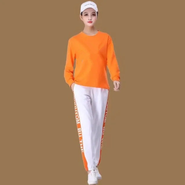 Ženski hlačasti kostim s geometrijskim uzorkom, dugi rukavi, poliester, jesen 2025