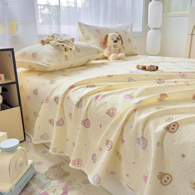 Kolmeosaline voodipesu komplekt polüestrist, multikas muster, Twill kangas, reaktiivne trükkimine ja värvimine, sobib kõigile aastaaegadele, kaasaegne minimalistlik stiil