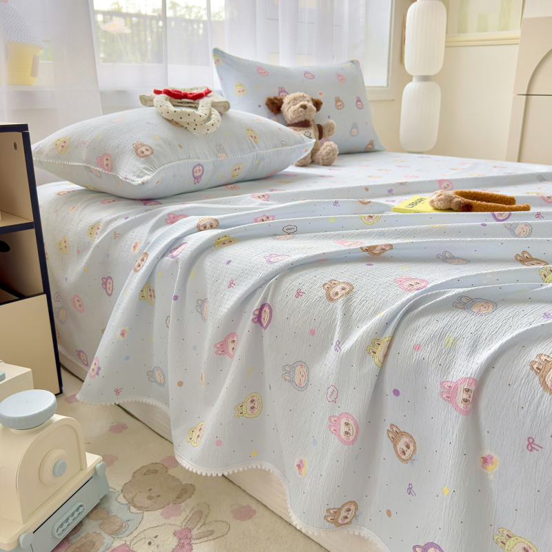 Kolmeosaline voodipesu komplekt polüestrist, multikas muster, Twill kangas, reaktiivne trükkimine ja värvimine, sobib kõigile aastaaegadele, kaasaegne minimalistlik stiil