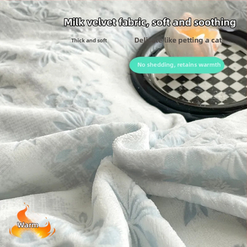 Milk Velvet voodipesu komplekt, neljaosaline komplekt, kahepoolsed tekk, ühetooniline muster taimedega motiiviga, talve soojus