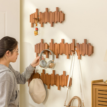 Magneetiline riidepuu klaveri klahvide kujundusega, seinale paigaldatav, mõeldud sissepääsuks, koridoriks ja magamistuppa, puit/bambus, kaasaegne minimalistlik stiil, 3+ konksurida, kandevõime 10–15 kg