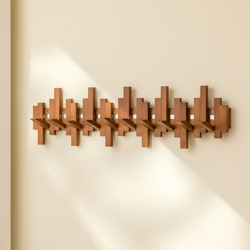 Magneetiline riidepuu klaveri klahvide kujundusega, seinale paigaldatav, mõeldud sissepääsuks, koridoriks ja magamistuppa, puit/bambus, kaasaegne minimalistlik stiil, 3+ konksurida, kandevõime 10–15 kg