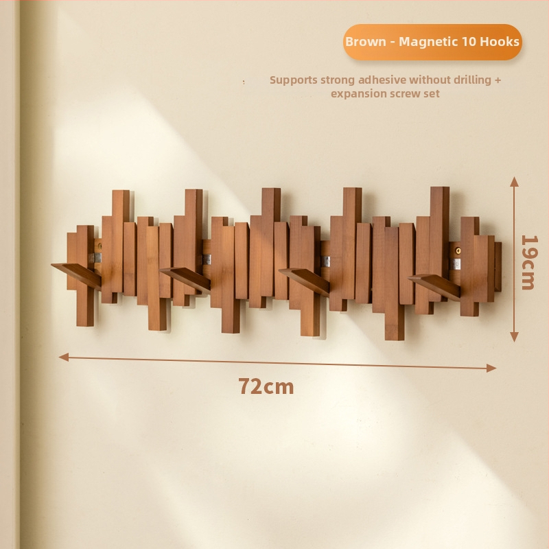 Magneetiline riidepuu klaveri klahvide kujundusega, seinale paigaldatav, mõeldud sissepääsuks, koridoriks ja magamistuppa, puit/bambus, kaasaegne minimalistlik stiil, 3+ konksurida, kandevõime 10–15 kg